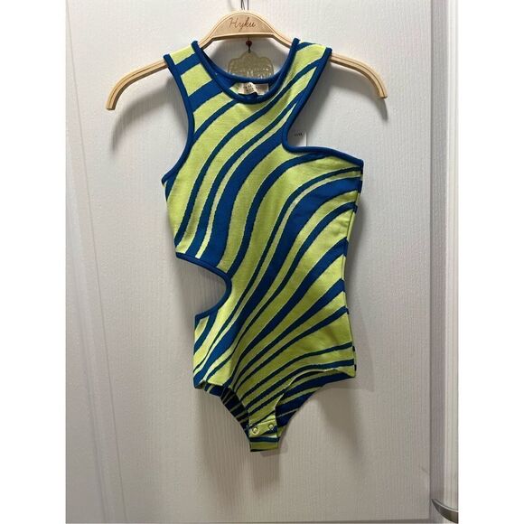 paola bernardi Flavia striped sleeveless cutout Knit bodysuit size S NWT349 - Picture 2 of 5